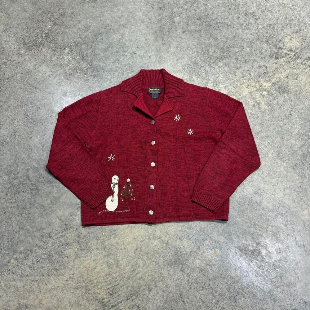 Woolrich Women's Red and Burgundy Jumper